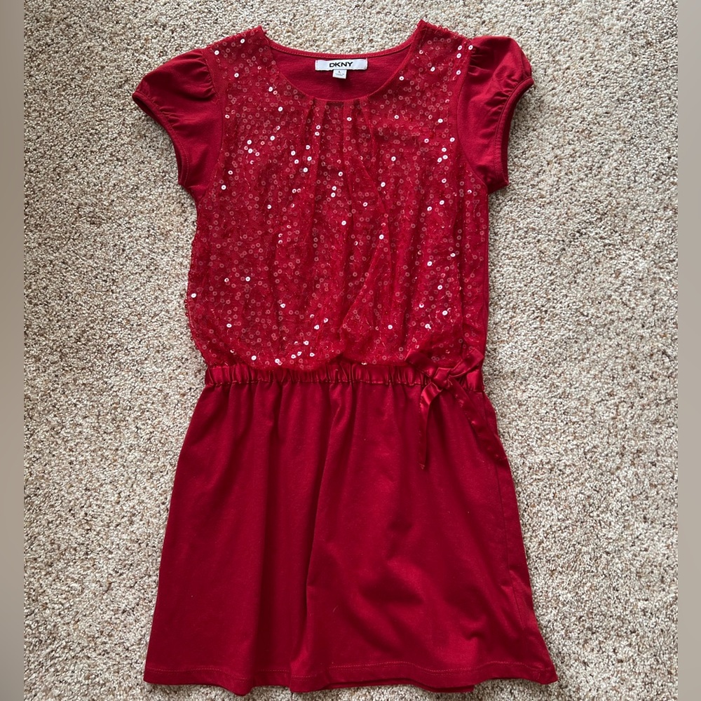 Girls red dress/tunic DKNY